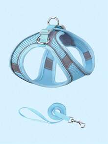 1 Set Breathable And Comfortable Mesh Dog Carrier Vest, Strong Wrapping And Reflective Stripes - Baby Blue - View 11