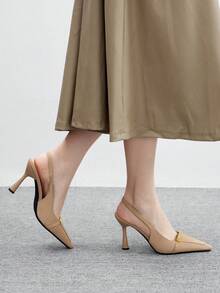 CUCCOO BIZCHIC Women's Fashion Black Patent Leather Slim High Heel Pumps, Suitable For Commuting, Dates, Gatherings, Parties And Other Occasions - Khaki - View 3