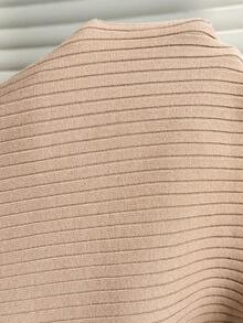 SHEIN Maternity Patchwork Long Sleeve Pullover Sweater - Khaki - View 7