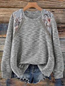 EMERY ROSE Sudadera de talla grande con estampado floral y parches, informal para el otoño - Multicolor - Ver 1