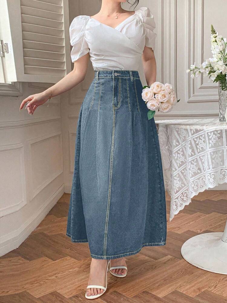 Women's Dark-Colored Casual Denim Mini Skirt, Spring/Summer