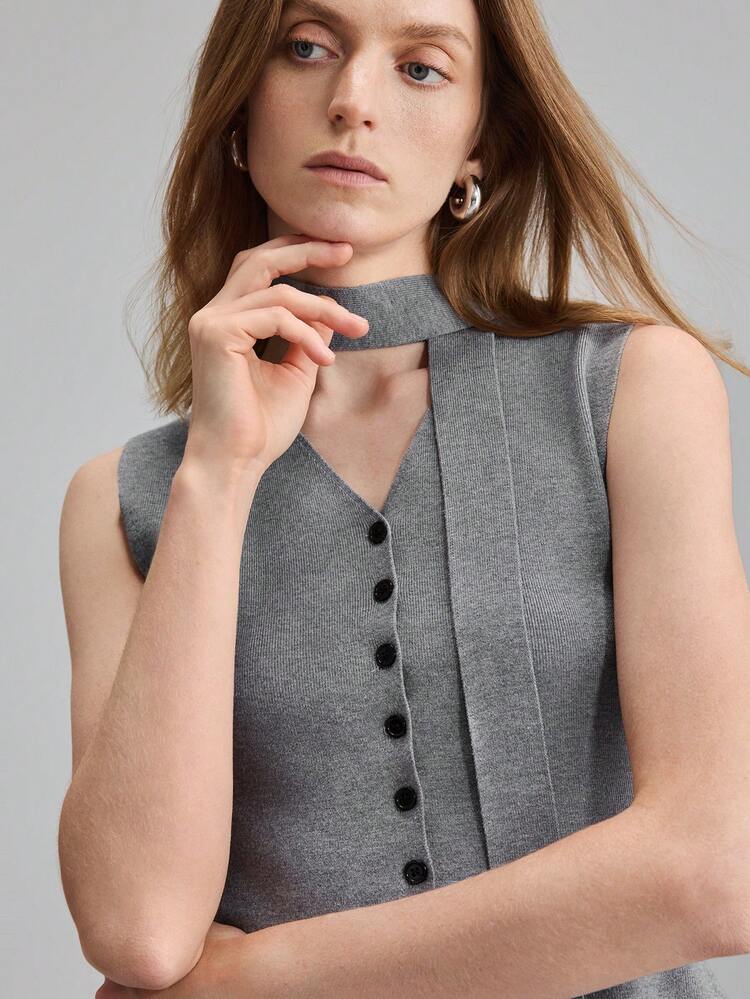 2pcs Women's Sweater Set,Grey,Autumn,Elegant,Office Business Attire,Knit A-Line Skirt,Sophisticated Commuter Outfit,High-Quality Versatile Layering