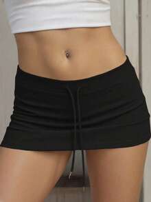 Rina Fox Women's Basic Drawstring Low Waist Shorts
