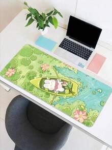 1个可爱划船兔鼠标垫，笔记本电脑桌垫，键盘垫，大号桌面垫，卡通风格，优质橡胶，防滑设计，适用于家庭、游戏、办公，圣诞节礼物鼠标垫 - 彩色 - 查看 5