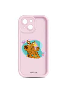 SCOOBY-DOO X SHEIN IPC Adorable Yellow Dog And Bird Creative Cartoon Pattern Phone Case, Simple White Precision Hole Drop-Proof Fashion Design, Halloween & Christmas Holiday Gift, Compatible With 17/16/14/13/12/11 & Galaxy S25/24/23 - Pink - View 2