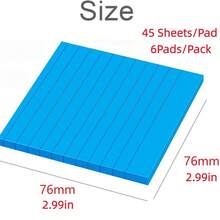 8 Color/Pack Horizontal Line Sticky Notes, 3x3in Notes Pads,Multi-Color Square Memo Pads, Fluorescent Sticky Memo Pad Suitable For Students, Offices - Multicolor - View 2