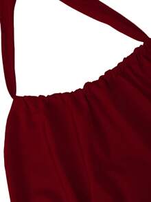 SHEIN Clasi Plus Size Elegant Solid Color Backless Halter Dress, Summer - Burgundy - View 6