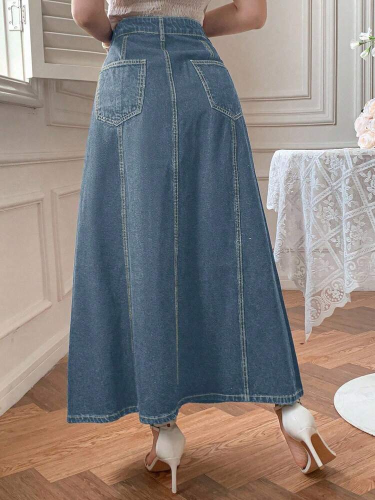 Women's Dark-Colored Casual Denim Mini Skirt, Spring/Summer