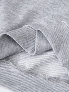 2 peças/Conjunto Moda Jovem Feminina, Top Polo de Manga Longa com Gola Levantada e Zíper, e Calça Perna Larga com Estampa de Letra, Adequado para Uso Diário, Escola, Compras, Esportes e Mais