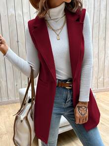 BizChic سترة صوفية بلا أكمام متوسطة الطول، جديدة لموسم الربيع/الصيف، أنيقة للتنقل اليومي في المدينة، رومانسية بطراز ال- 90، مناسبة لعيد الميلاد، رأس السنة، عيد الحب، الحفلات، الشاطئ، التخرج، الموضة، الكرنفال، العطلات، حفلات الزفاف، الغداء، المطار، متعددة المناسبات - الأحمر - مشاهدة 5