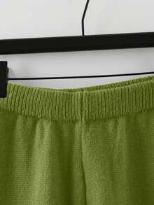 GlowEve Women's Casual Solid Color Sweater & Pants 2 Pieces Set - Dark Green - View 5