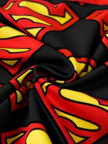 SUPERMAN X SHEIN Men's Comfortable Soft Breathable All-Over Letter Tape Trunks