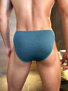 Men's Contrast Stripe Low-Rise Comfortable Briefs - Dusty Blue - View 2