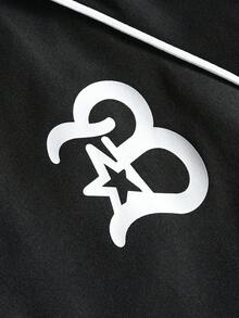 PAVTROS 男士休闲百搭夹克套装，街头风，宽松，印花，情侣装，朋友装，我爱我的男朋友，街头风格，情侣装，反光条纹结构线条 男士两件套 男士运动服套装 慢跑服 Y2K 运动套装 男士慢跑套装 - 黑色 - 查看 6