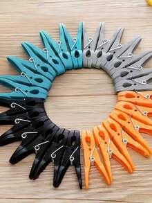 24/48Pcs Colorful Plastic Clothespins Set – 73mm Heavy-Duty Spring Clips For Laundry, Socks, Towels & Clothes Drying | Strong Non-Slip Clothes Pegs For Indoor/Outdoor Use | Durable Air-Drying Clothespins (Random Colors, Bulk Pack) - color - View 4
