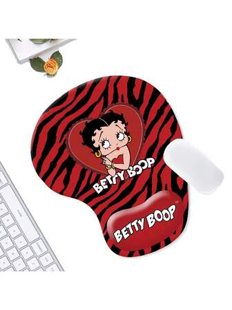 Betty Boop | ROMWE Tappetino per mouse con poggiapolsi spesso, antiscivolo, resistente all'acqua, con motivo a pois e cartoni animati
