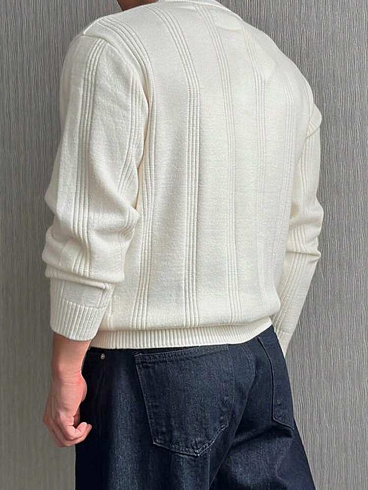 Men's Half-Zip Round Neck Knit Sweater, Autumn/Winter