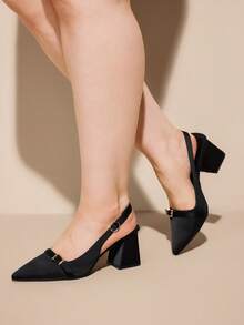 CUCCOO CURVES 女士时尚百搭尖头宽楦高跟鞋 - 黑色 - 查看 3