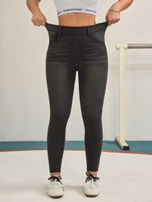 Flexra Quần jean bó cạp cao có túi tiện dụng đa năng cho nữ - Xám - Xem 6