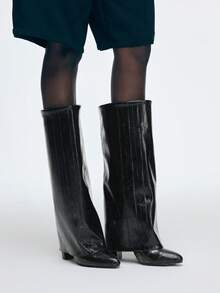 Mnmlis Bốt cao gót mũi nhọn bằng da thời trang dành cho nữ SHARK BOOTS - màu đen - Xem 9