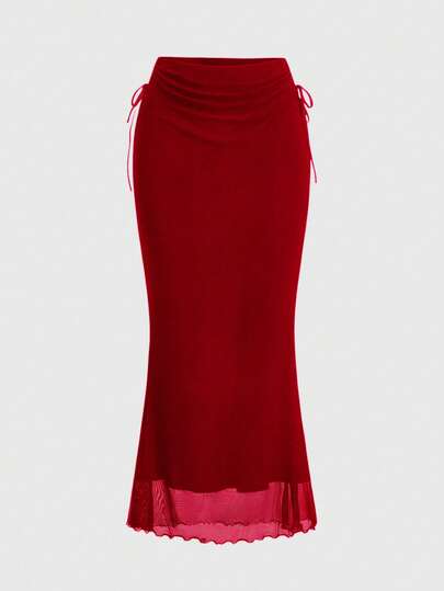 Fairycore Jupe sirène de couleur unie élégante pour le travail