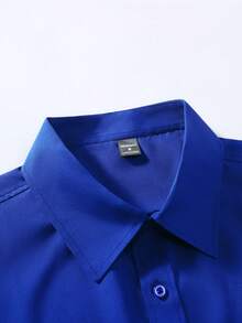 Manfinity Mode Royal Blue Semi-Sheer Men's Long Sleeve Shacket With Shirt Collar And Regular Length Hem - Royal Blue - View 5