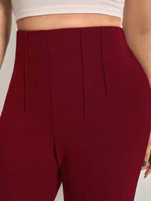 SHEIN LUNE Plus Commuting Solid High Waist Skinny Comfy Pants - Red - View 3