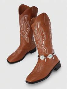 ROMWE Fairycore 1 mặt dây chuyền xích giày phong cách Bohemian chạm nổi màu ngọc lam, phụ kiện giày thời trang cổ điển, phù hợp cho mùa thu/đông để tăng thêm nét bí ẩn - Màu xanh lam - Xem 6