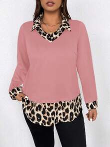 EMERY ROSE Plus Size Women Casual Printed 2 In 1 Shirt