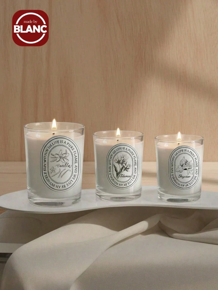 Madebyblanc 香草、薰衣草、玫瑰玻璃罐蜡烛，家用小众香薰蜡烛，无烟香薰蜡烛，适用于芳香疗法、除臭、冥想、瑜伽、祈祷、礼物、缓解压力和放松 - 彩色 - 查看 1