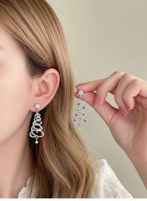 Joivida 1 对树形耳环 - 女士吊坠耳环圣诞树耳环装饰礼物，适合送给她，返校情人节