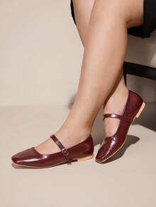CUCCOO CURVES 女士休闲百搭宽楦平底鞋 - 酒紅色 - 查看 4