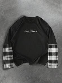 PAVTROS 男士休闲印花圆领长袖T恤 男士Y2K服装 男士短款法兰绒衬衫 男士卫衣 男士图案衬衫 男士短款图案衬衫 - 彩色 - 查看 3