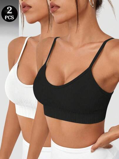  Velisys Ladies' Two-Piece Black And White Glamorous Bra-Back Bodice With Detachable Sleeveless Removable Underwire Seamless Knitted Sexy Yoga Underwear For Sports Compression Soft Elastic Tight-Fitting Breathable Long-Style Sports Underwear With A Slimming Silhouette Suitable For Pilates, Running, Cycling, Fitness, Outdoor Sports And Training. Thickened Tight Back Vest, Fashionable And Suitable For Spring, Summer And All Seasons, Best-Selling Style.