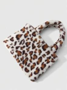 ROMWE Goth 1 buah Tas Tote Bulu Imitasi Berkualitas Tinggi Ukuran Besar Bergaya Retro Chic Kasual Modis dengan Penutup Magnet, Cocok untuk Wanita, Serbaguna untuk Bepergian, Penggunaan Sehari-hari, dan Hadiah, Musim Gugur/Musim Dingin - Putih-putih-2 - View 2