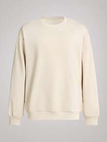 Officeau Men's Solid Color Pullover Sweatshirt, Spring & Autumn, Old Money Spring To Summer - Apricot - View 1