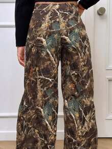 SHEIN Quần nỉ ống rộng họa tiết sọc cơ bản dành cho bé gái tuổi teen, mùa thu - màu xanh lá - Xem 2