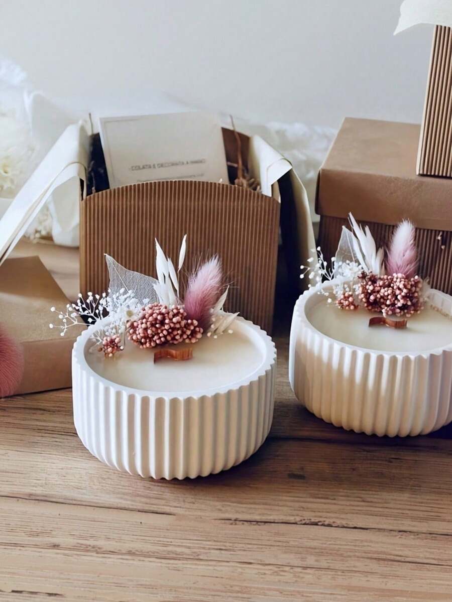 Moldes de arcilla de resina de cerámica y silicona, moldes ovalados con rayas antiadherentes, moldes de hormigón para hacer bandejas de almacenamiento, cuencos para nueces, pequeños platos de exhibición de baratijas - Blanco - Ver 1