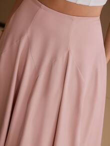 MOTF PREMIUM 女士纯色褶皱A字裙 - 粉色 - 查看 2