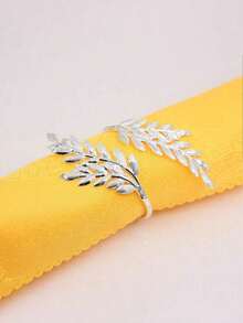 6 Peças Anéis de Guardanapo de Liga de Estilo Trigo Prateado, Decoração de Mesa de Banquete de Casamento de Hotel - Multicolorido - Visão 5