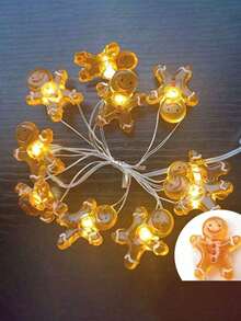 1 pieza/3 piezas Luces de cadena de hombre de jengibre de 1m para árbol de Navidad, habitación, decoración del hogar, Navidad, Acción de Gracias, fiesta, vacaciones, chimenea, vitrina, centro de mesa del comedor, Navidad - Multicolor - Ver 8