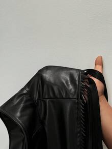 Zolique Women's Fashion Tassel Decor Design Leather Jacket,Winter For Women, Women's Winter Jacket,Winter For Women, Elegant Women Jacket, Black - Black - View 8