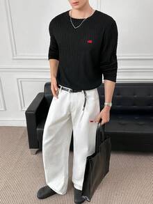 ESTAVOR Men's Casual Versatile White Curved Knife Denim Jeans - White - View 8