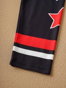 SpongeBob SquarePants | SHEIN Áo thun tay dài cổ chữ V họa tiết hoạt hình sọc tương phản màu sắc cho bé trai - màu đen - Xem 3