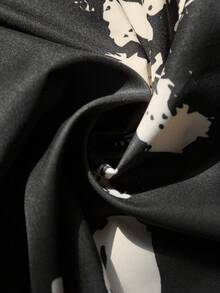 SHEIN Clasi Đầm nữ cổ chữ V tay bèo họa tiết hoa thường ngày có thắt lưng - Nhiều màu - Xem 5