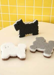 Joivida 4块洗碗海绵，百洁布，厨房清洁海绵，三层复合洗碗海绵，可爱狗狗造型，趣味十足的完美礼物 - 彩色 - 查看 3