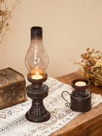 Cirelle Oil Lamp Modeling Candlestick Halloween Decorative Candlestick Ornament Old Retro Nostalgic Kerosene Lamp Candlestick Creative Candlelight Dinner Props Bar Coffee Restaurant Folk Ornaments Shop Bar Scene Decoration Ornaments Room Decor Bedroom Decor Halloween Decor Trinkets Home Decor Living Room