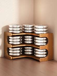 Haus Hana 1 Piece Bamboo Corner Shelf Corner Desktop Shelf, Multi-Tier Countertop Spice Rack With Storage Shelf, Desktop Double Tier Organizer, Great For Books, Decorative And Utility Shelves For Home, Bar Or Balcony Decoration - Multicolor - View 12