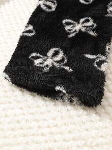 Girls Elegant Butterfly Embroidery Long Sleeve Top And Butterfly Velvet Pants Set, Casual Loungewear For Autumn/Winter - Black - View 4