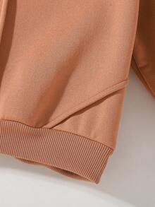 Maija Kids Toddler Boy Camel Crew Neck Long Sleeve Sweatshirt And Sweatpants Casual Outfit Set - Camel - View 3